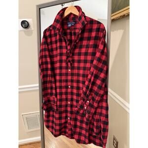 Ralph Lauren Plaid Shirt Dress Red Black Buffalo Check Size M/L